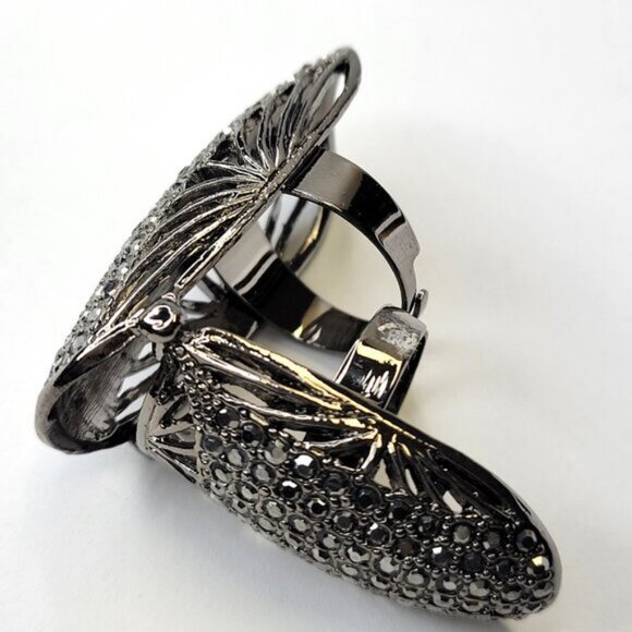 Flamboyant Designer type Knuckle Ring, Unique Knuckle Ring, Black diamond Ring - Picture 8 of 14